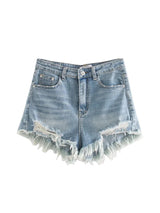 Sasha – TRAF Distressed Fringe Denim Shorts